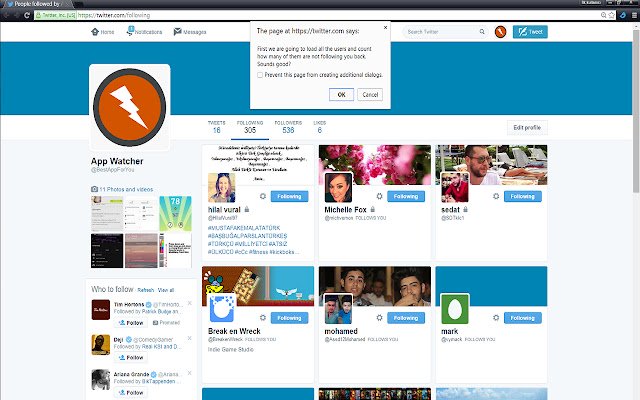 Twitter Unfollow Unfollowers  from Chrome web store to be run with OffiDocs Chromium online