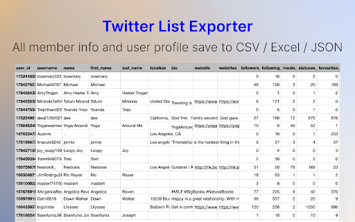 TwList X/Twitter List Scraper  from Chrome web store to be run with OffiDocs Chromium online