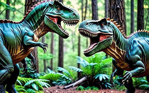 Two lively model dinosaurs  from Chrome web store to be run with OffiDocs Chromium online