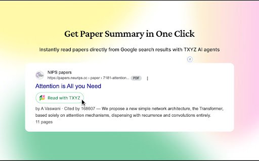 TXYZ Instant Paper Insights: Get Paper Summary in One Click  from Chrome web store to be run with OffiDocs Chromium online