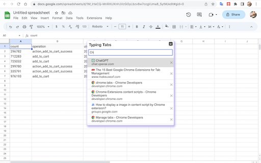 Typing Tabs  from Chrome web store to be run with OffiDocs Chromium online