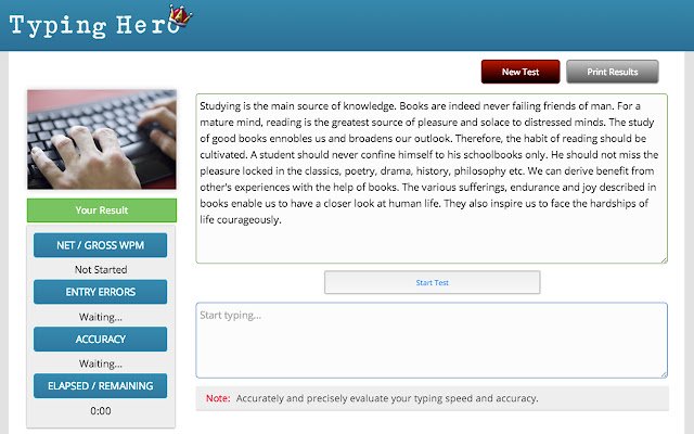 Typing WPM Test  from Chrome web store to be run with OffiDocs Chromium online