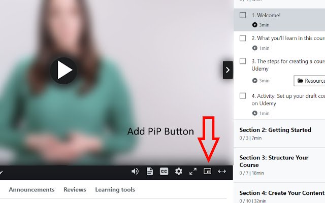 Udemy Picture in Picture  from Chrome web store to be run with OffiDocs Chromium online