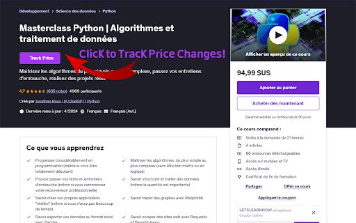 Udemy Price Tracker  from Chrome web store to be run with OffiDocs Chromium online