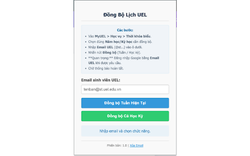 UEL Calendar Sync  from Chrome web store to be run with OffiDocs Chromium online