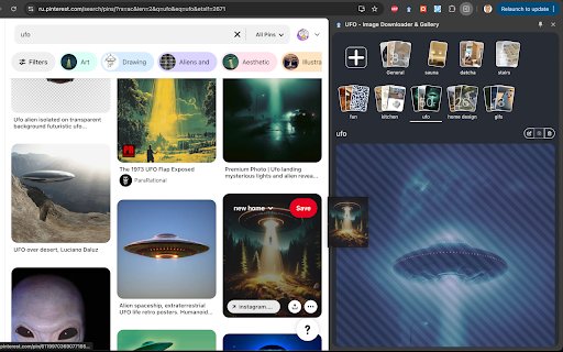 UFO Image Downloader  Gallery  from Chrome web store to be run with OffiDocs Chromium online