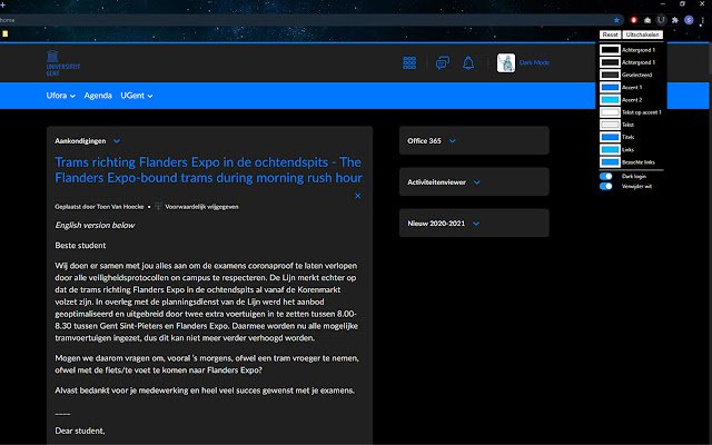 Ufora Dark Mode  from Chrome web store to be run with OffiDocs Chromium online