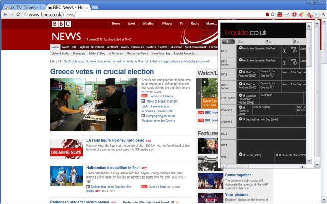 UK TV Times mula sa Chrome web store na tatakbo sa OffiDocs Chromium online