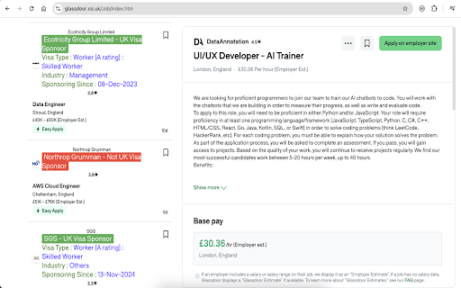 UK Work Sponsors Visa Tracker (AI powered)  from Chrome web store to be run with OffiDocs Chromium online