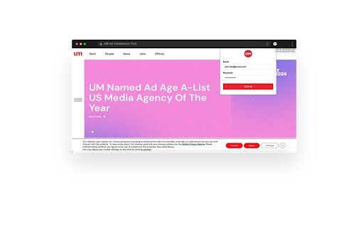 UM Ad Compliance Tool  from Chrome web store to be run with OffiDocs Chromium online