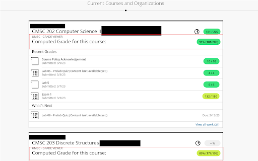 UMBC — Grade Viewer  from Chrome web store to be run with OffiDocs Chromium online