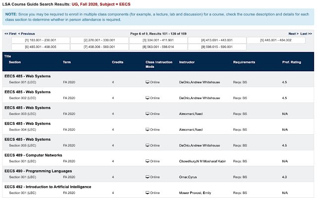 UMICH Course Guide RMP  from Chrome web store to be run with OffiDocs Chromium online