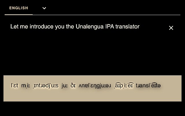 Unalengua IPA Translator  from Chrome web store to be run with OffiDocs Chromium online