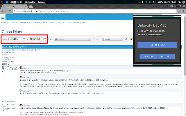 Unbadify DayMap מחנות האינטרנט של Chrome להפעלה עם OffiDocs Chromium באינטרנט