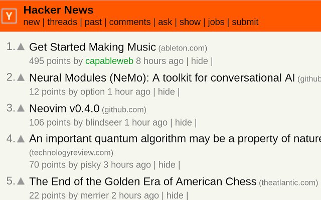 uncommentedHN  from Chrome web store to be run with OffiDocs Chromium online