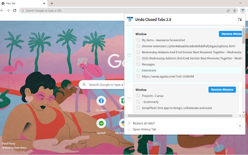 Undo Closed Tabs 2.0  from Chrome web store to be run with OffiDocs Chromium online
