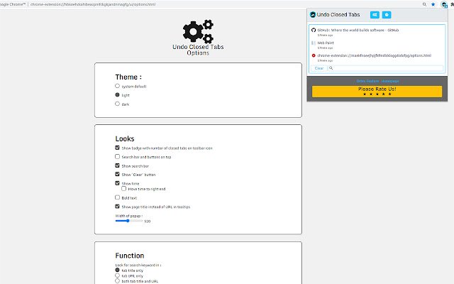 Undo Closed Tabs for Google Chrome™  from Chrome web store to be run with OffiDocs Chromium online