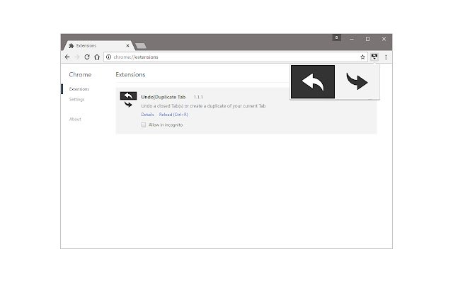 Undo|Duplicate Tab  from Chrome web store to be run with OffiDocs Chromium online