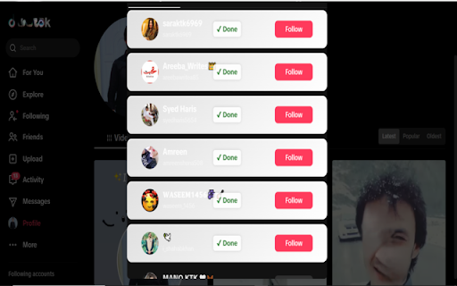 Unfollow All on TikTok  from Chrome web store to be run with OffiDocs Chromium online