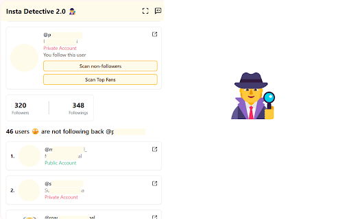 Unfollowers for Instagram  Insights Insta Detective 2.0  from Chrome web store to be run with OffiDocs Chromium online