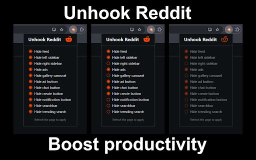 Unhook Reddit  from Chrome web store to be run with OffiDocs Chromium online
