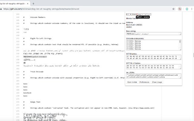 Unicode Inspector  from Chrome web store to be run with OffiDocs Chromium online