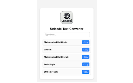 Unicode Text Converter  from Chrome web store to be run with OffiDocs Chromium online