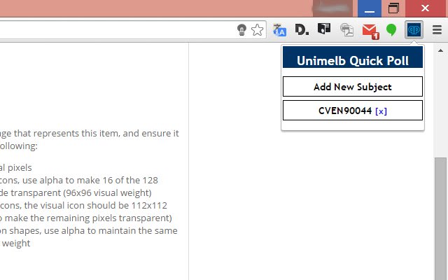 क्रोम वेब स्टोर से यूनिमेलब क्विक पोल को ऑनलाइन ऑफीडॉक्स क्रोमियम के साथ चलाया जाएगा