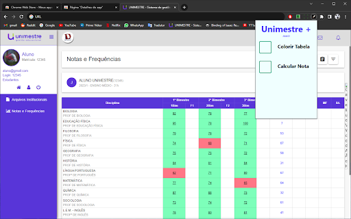 Unimestre+  from Chrome web store to be run with OffiDocs Chromium online
