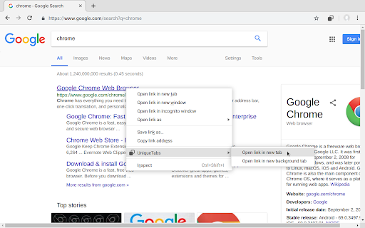 UniqueTabs  from Chrome web store to be run with OffiDocs Chromium online