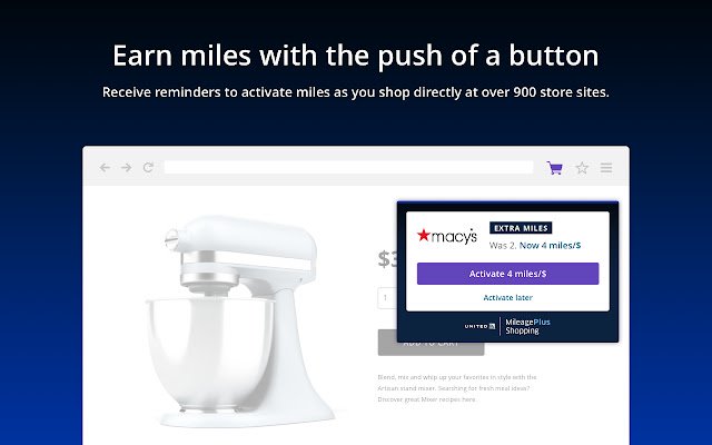United Airlines MileagePlus® Shopping button  from Chrome web store to be run with OffiDocs Chromium online