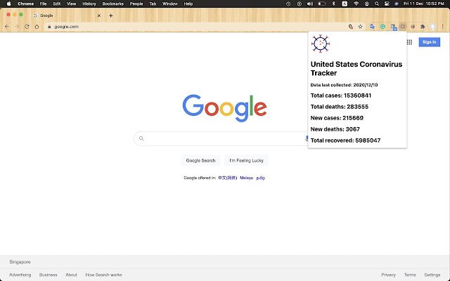 Chrome ウェブストアの米国 Covid 19/コロナウイルス トラッカーを OffiDocs Chromium online で実行