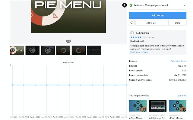 Unity Asset Store Price Tracker de Chrome web store se ejecutará con OffiDocs Chromium en línea