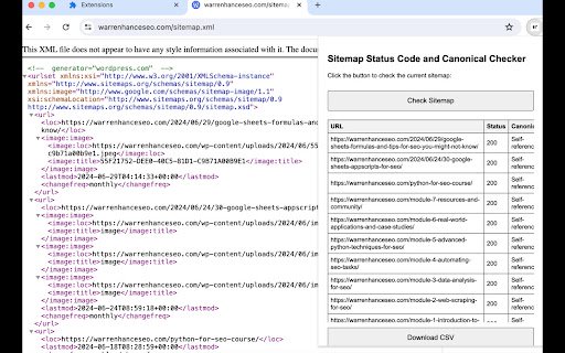 Universal Sitemap Checker  from Chrome web store to be run with OffiDocs Chromium online