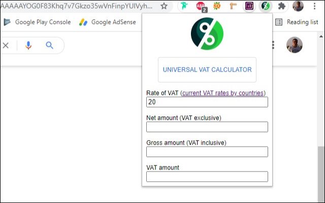 Uniwersalny kalkulator VAT ze sklepu internetowego Chrome do uruchomienia z OffiDocs Chromium online