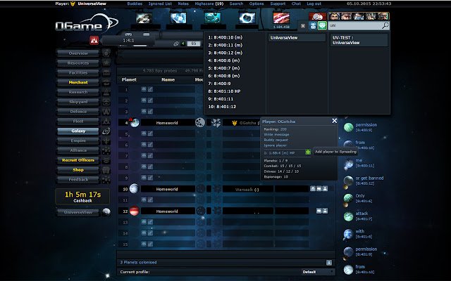 UniverseView Extension  from Chrome web store to be run with OffiDocs Chromium online