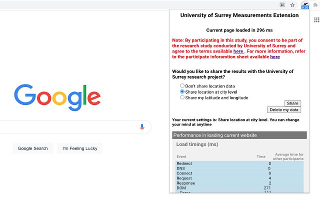 University of Surrey Starlink Speedtest จาก Chrome เว็บสโตร์ที่จะรันด้วย OffiDocs Chromium ทางออนไลน์