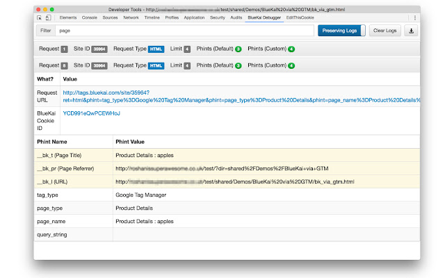 BlueKai Debugger לא רשמי מחנות האינטרנט של Chrome שיופעל עם OffiDocs Chromium באינטרנט