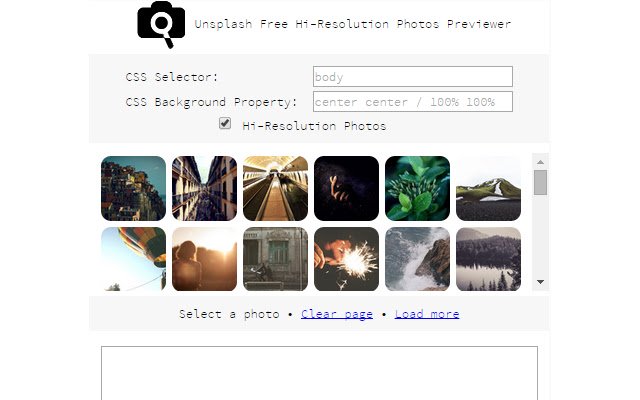 Unsplash Free Hi Resolution Photos Previewer  from Chrome web store to be run with OffiDocs Chromium online