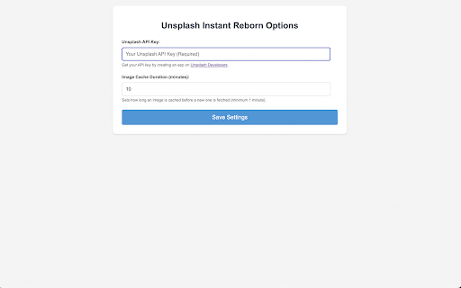 Unsplash Instant Reborn  from Chrome web store to be run with OffiDocs Chromium online