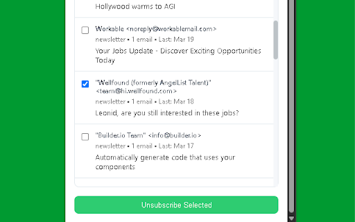 Unsubly  from Chrome web store to be run with OffiDocs Chromium online