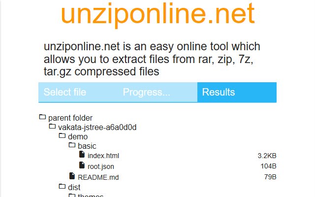 unziponline จาก Chrome เว็บสโตร์เพื่อใช้งานกับ OffiDocs Chromium ทางออนไลน์