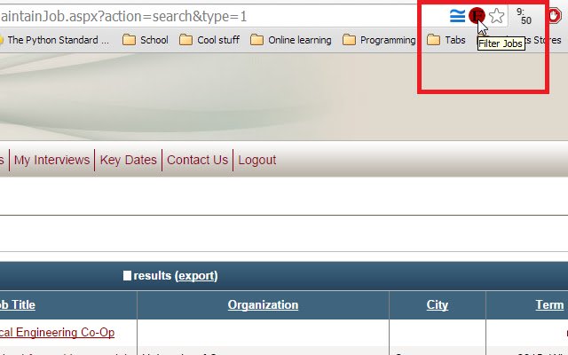 فیلتر جستجوی uOttawa Co op از فروشگاه وب Chrome برای اجرا با OffiDocs Chromium به صورت آنلاین