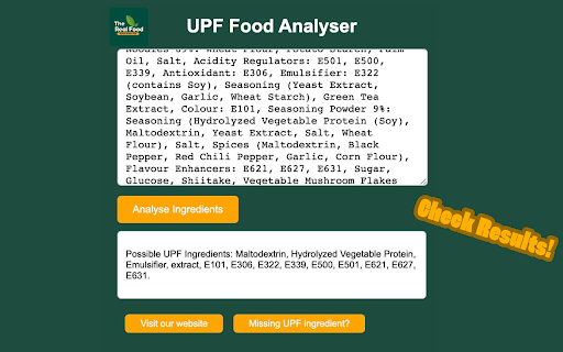UPF Ingredient Analyser  from Chrome web store to be run with OffiDocs Chromium online