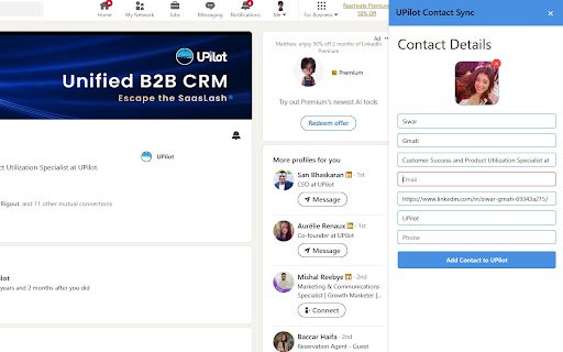 UPilot Contact Sync  from Chrome web store to be run with OffiDocs Chromium online