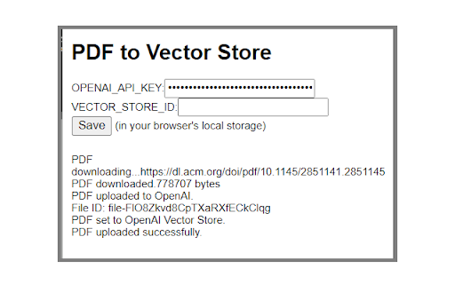 Upload to OpenAI Vector Store from Chrome web store to be run with OffiDocs Chromium online Upload to OpenAI Vector Store from Chrome web store to be run with OffiDocs Chromium online