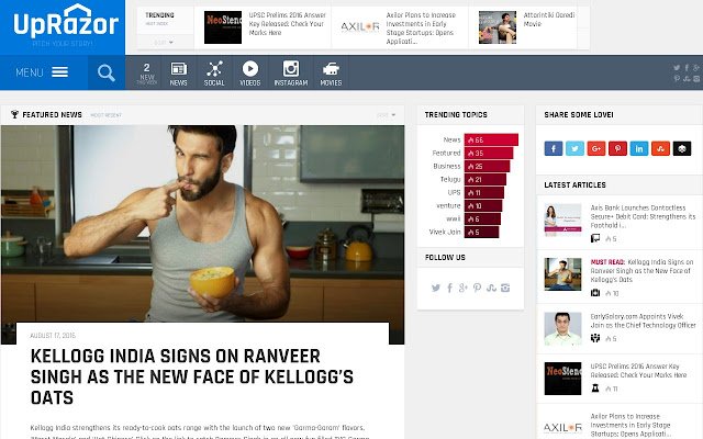 UpRazor News, Viral and Social Media!  from Chrome web store to be run with OffiDocs Chromium online