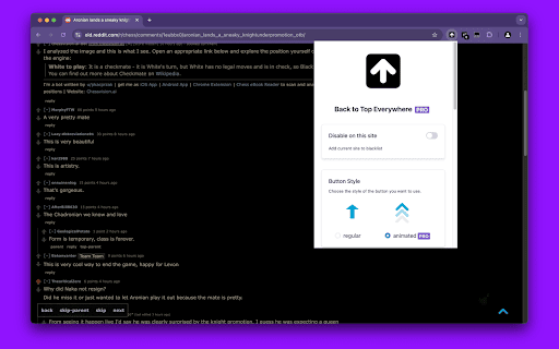 Upwards Back to Top Button  from Chrome web store to be run with OffiDocs Chromium online