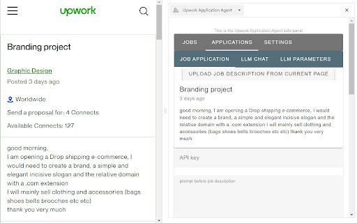 Upwork Application Agent  from Chrome web store to be run with OffiDocs Chromium online