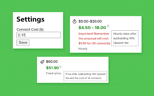Upwork Real Cost Calculator  from Chrome web store to be run with OffiDocs Chromium online